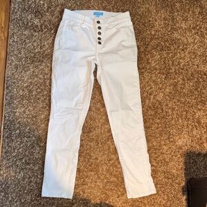 Draper James White High-Waisted Button-Fly Pants